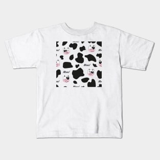 Cute cow Moo face black white Kids T-Shirt